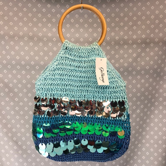 GaBaangs Macrame Sequin Hoop Bag Purse - Picture 1 of 5